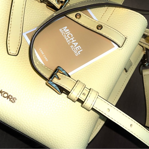 Michael Kors Handbags - MICHAEL KORS Emilia Small Pebbled Leather Satchel in Buttercup